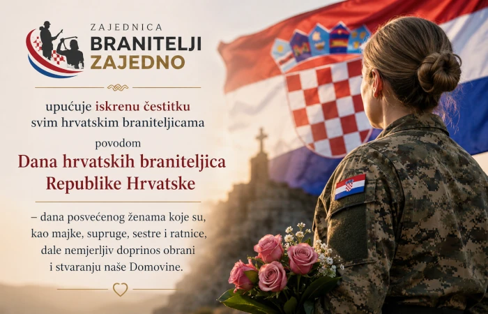 Čestitka povodom Dana hrvatskih braniteljica